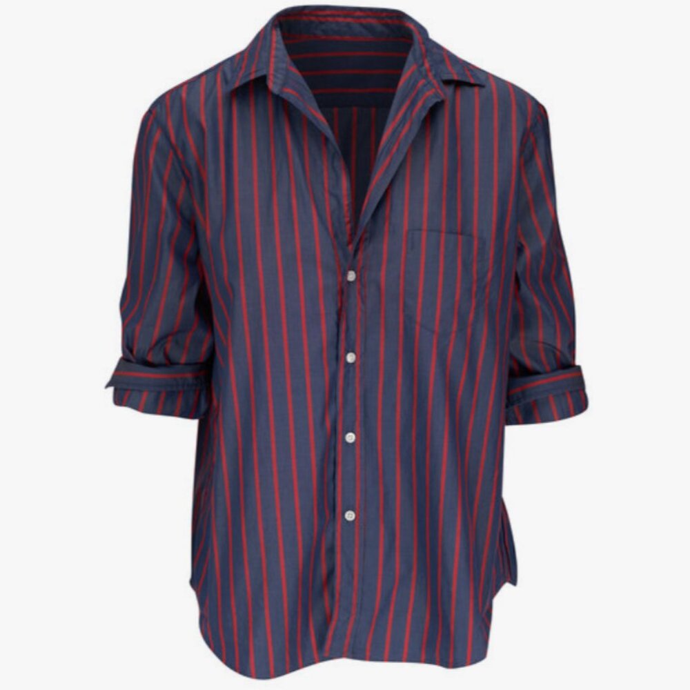 Frank and Eileen relaxed button down, Superluxe, Red and Navy Stripe / S